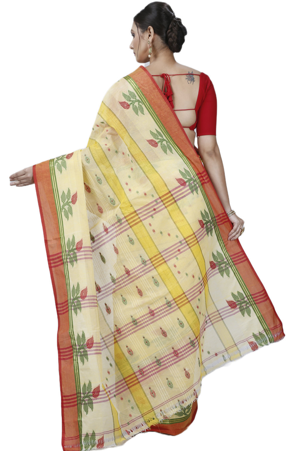 Yellow Pure Cotton Udichi Tant Saree (1157)